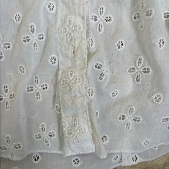 Vintage Cino Boutique Eyelet White Floral Cutout Button Blouse Top Cottage Boho - Picture 6 of 6